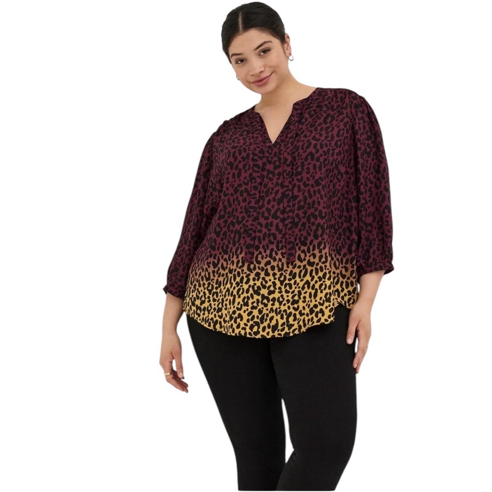 Torrid ombre animal print Georgette top with tie size 00-M/L-10